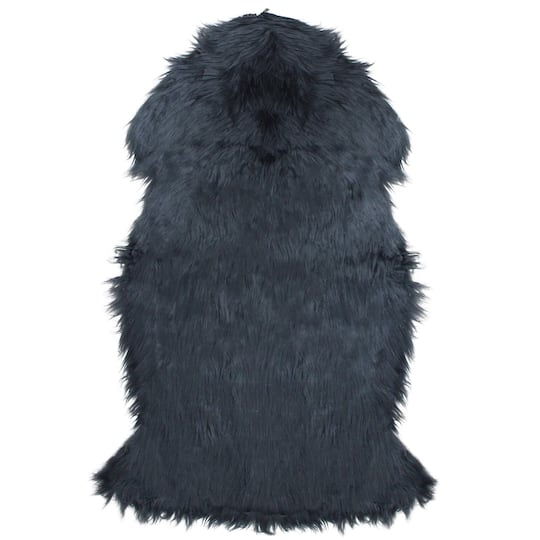 Stone Blue Faux Fur Plush Pile Area Throw Rug